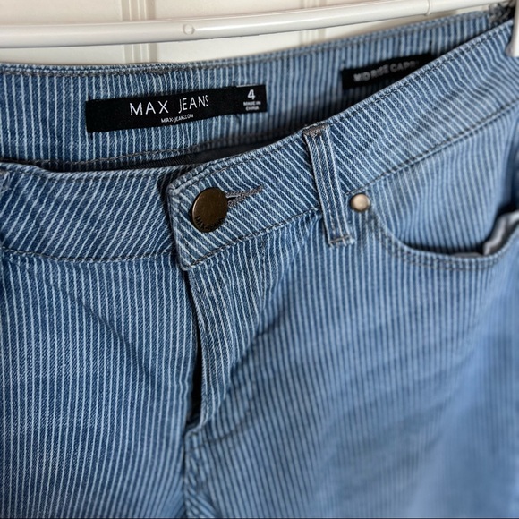 🍓2 for $13 MAX JEANS Mid Rise Soft Blue Denim with White Stripes - Size 4 - Picture 4 of 6
